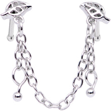 20G 1/4 Autumn Fall Leaves Chain Dangle Double Nose Bone