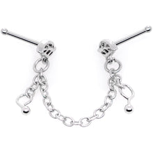 20G 1/4 Autumn Fall Leaves Chain Dangle Double Nose Bone
