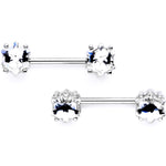 9/16 Clear Gem Supernova Barbell Nipple Ring Set