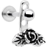 16G 3/8 Kissed Rose Flower Dangle Cartilage Tragus Helix Piercing