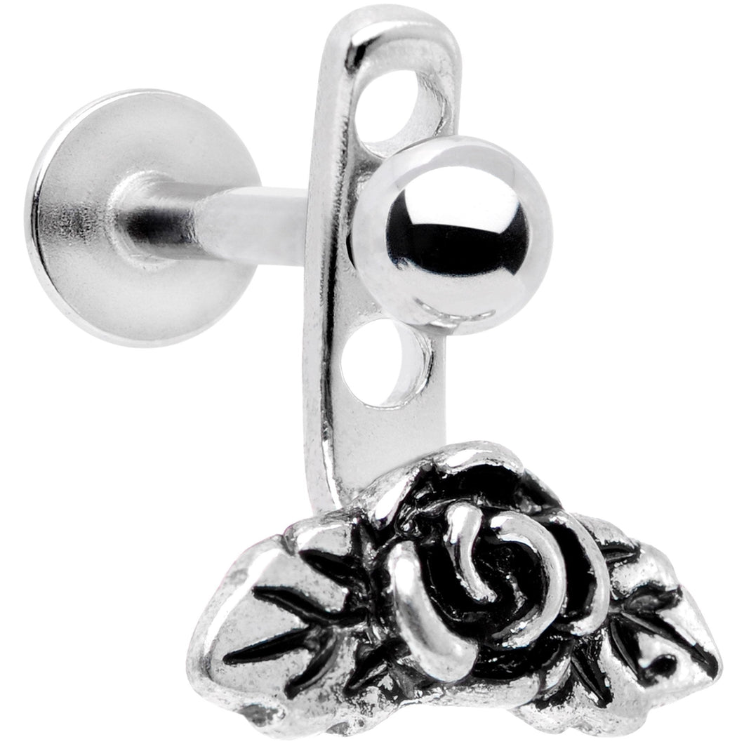 16G 3/8 Kissed Rose Flower Dangle Cartilage Tragus Helix Piercing