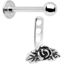 16G 3/8 Kissed Rose Flower Dangle Cartilage Tragus Helix Piercing
