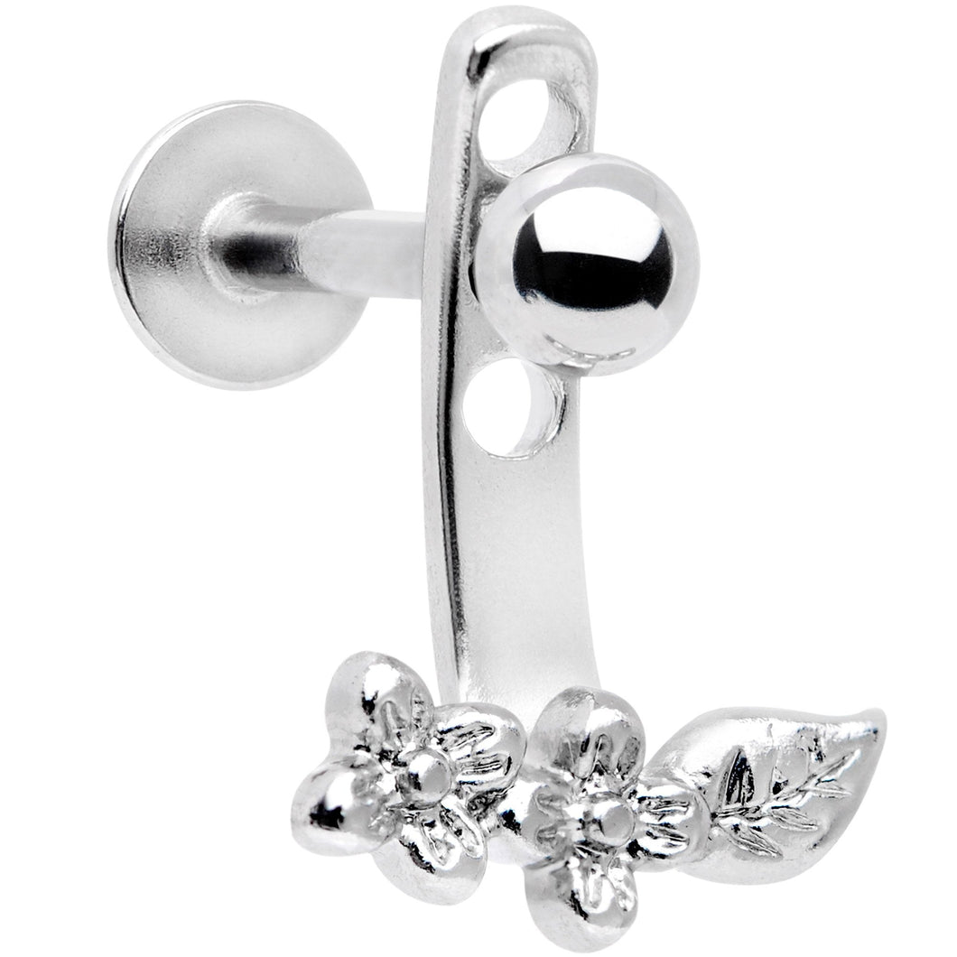 16G 3/8 Leafy Flowers Dangle Cartilage Tragus Helix Piercing