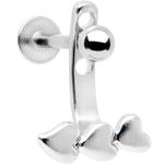 16G 3/8 Triple Heart Dangle Cartilage Tragus Helix Piercing
