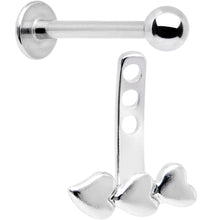 16G 3/8 Triple Heart Dangle Cartilage Tragus Helix Piercing