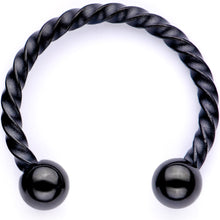 16G 3/8 Pink Faux Opal Black Anodized Horseshoe Closure Ring Set