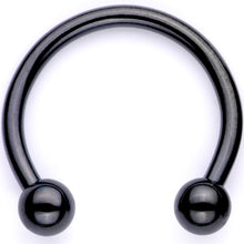 16G 3/8 Teal Faux Opal Black Anodized Horseshoe Closure Ring Set