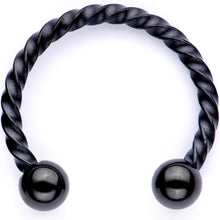 16G 3/8 Teal Faux Opal Black Anodized Horseshoe Closure Ring Set