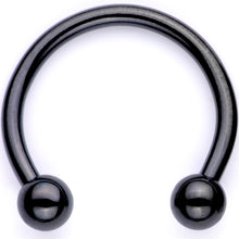 16G 3/8 White Faux Opal Black Anodized Twisted Horseshoe Closure Ring Set