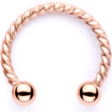 16G 3/8 White Faux Opal Rose Gold Tone Twisted Horseshoe BCR Captive Ring Set