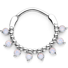 16G 3/8 White Faux Opal Twisted Hoseshoe and Clicker Set of 3