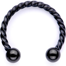 16G Pink Faux Opal Black Anodized Twisted Horseshoe Clip On Fake Septum Ring Set