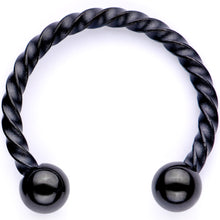 16G Teal Faux Opal Black Anodized Twisted Horseshoe Clip On Fake Septum Ring Set
