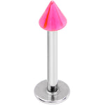 14G 3/8 Pink 3mm Cone Labret Monore