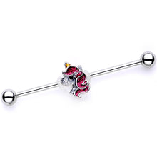 Purple Glitter Cartoon Unicorn Gold Tone Industrial Barbell Set of 2