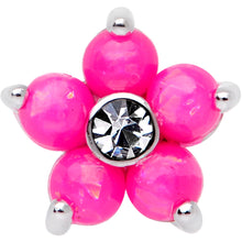 16G 1/4 Pink Faux Opal CZ Flower Cartilage Tragus