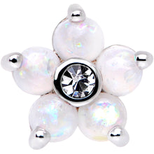 16G 1/4 White Faux Opal CZ Flower Cartilage Tragus