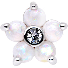 16G 5/16 White Faux Opal CZ Flower Cartilage Tragus