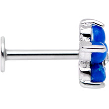 16G 5/16 Blue Faux Opal CZ Flower Cartilage Tragus