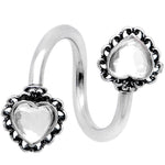 Clear Gem Hearts on Hearts Spiral Twister Belly Ring