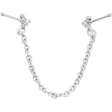 20G 1/4 Daring Dragonfly Chain Dangle Double Nose Bone