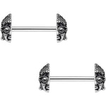 9/16 Meditating Zen Buddha Barbell Nipple Ring Set