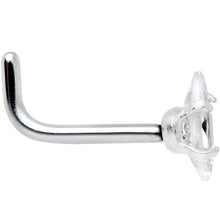 18G 1/4 Clear CZ Gem Ellipse L Shape Nose Ring