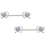Clear CZ Gem All Tied Up Barbell Nipple Ring Set