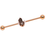 Clear Gem Rose Gold Tone Hamsa Eye Industrial Barbell 38mm