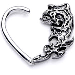 16G 3/8 Tribal Wave Left Heart Closure Ring