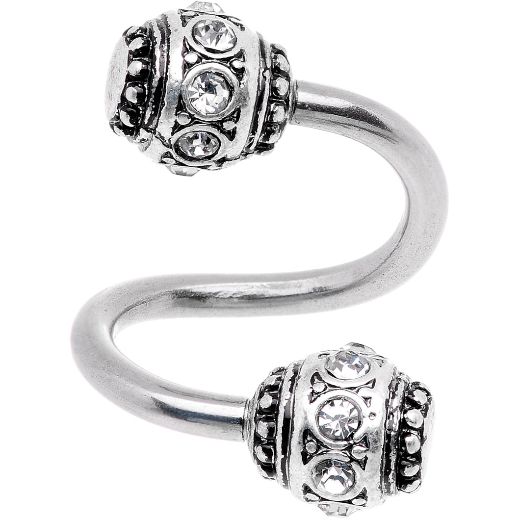 Clear CZ Gem Festival Season Spiral Twister Belly Ring
