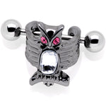 16G 1/2 Pink Clear Gem Winged Creature Cuff Cartilage Earring