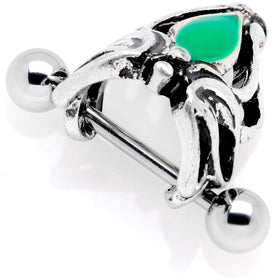 16G 1/2 Green Accented Abstract Butterfly Cuff Cartilage Earring