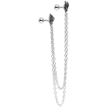16G 1/4 Halloween Skeleton Hands Cartilage Chain Earring