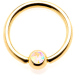 16G 5/16 Aurora Gem Gold Tone Anodized BCR Captive Ring