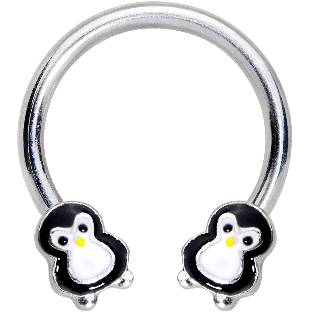 16G 3/8 Pudgy Penguin Horseshoe Curved Barbell