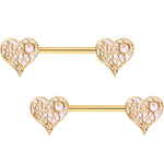 Gold Tone Anodized Steampunk Gears of Love Barbell Nipple Ring Set