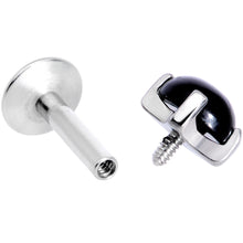 16G 1/4 Black Agate Internally Threaded Labret Monroe Tragus