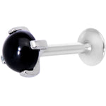 16G 5/16 Black Agate Internally Threaded Labret Monroe Tragus