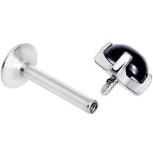 16G 5/16 Black Agate Internally Threaded Labret Monroe Tragus
