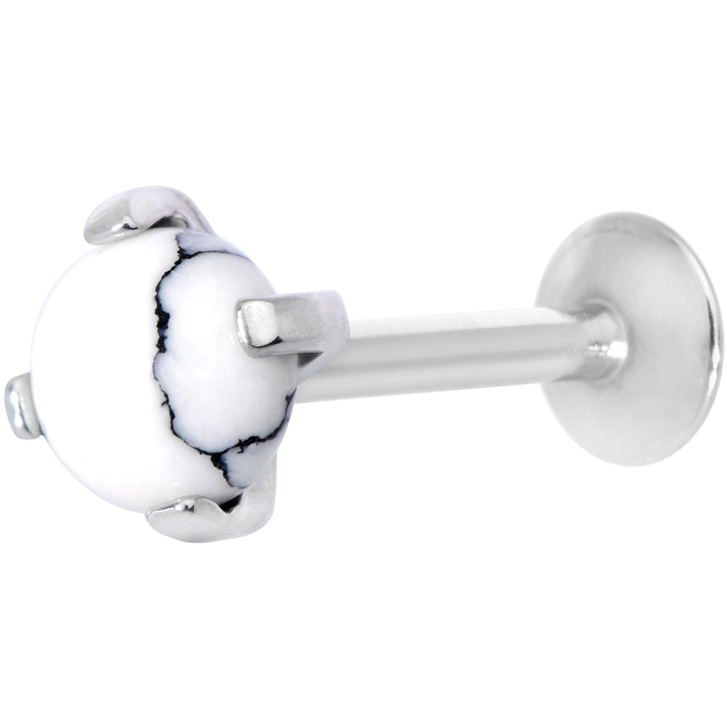 16G 5/16 White Howlite Internally Threaded Labret Monroe Tragus