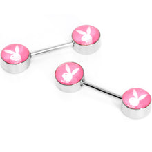 Licensed Pink White Playboy Bunny Barbell Nipple Ring Set