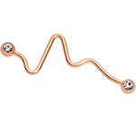Clear Gem Pulse Rose Gold Tone Industrial Barbell 35mm