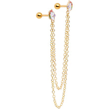 16G 1/4 Gold Tone Pretty Unicorns Cartilage Chain Earring