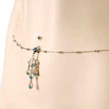 Aqua Gem Dancing Queen Chandelier Dangle Belly Ring Belly Chain