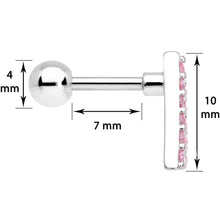 16G 1/4 Pink Gem Triangle Cartilage Tragus