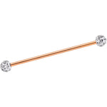 Clear Gem Cluster End Rose Gold Anodized Straight Industrial Barbell 38mm