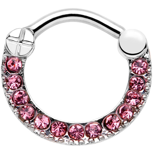 16G 5/16 Pink Gem Paved Glamour Cartilage Clicker