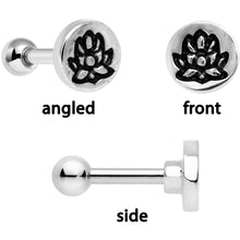 16G 1/4 Green Gem Lotus Flower Cartilage Tragus Earring Set of 3