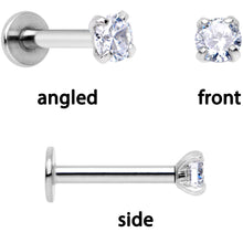 16G 1/4 Clear Gem Red Rose Flower Cartilage Tragus Earring Set of 3